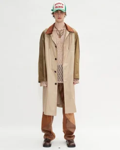 Andersson Bell Unisex Waxed Raglan Coat Awa412U(Beige/Khaki)-Men Outerwear
