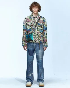 Andersson Bell Vintage Rework Printed Jeans Apa561M(Blue)-Men Trousers