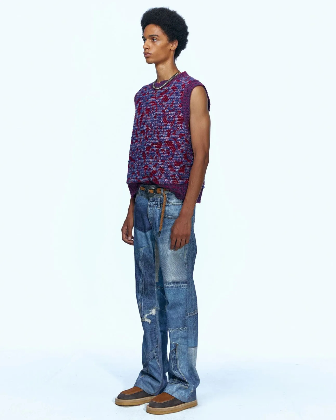 Andersson Bell Vintage Rework Printed Jeans Apa561M(Blue)-Men Trousers