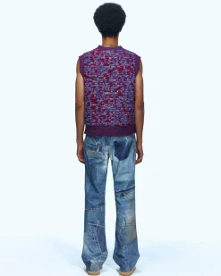 Andersson Bell Vintage Rework Printed Jeans Apa561M(Blue)-Men Trousers