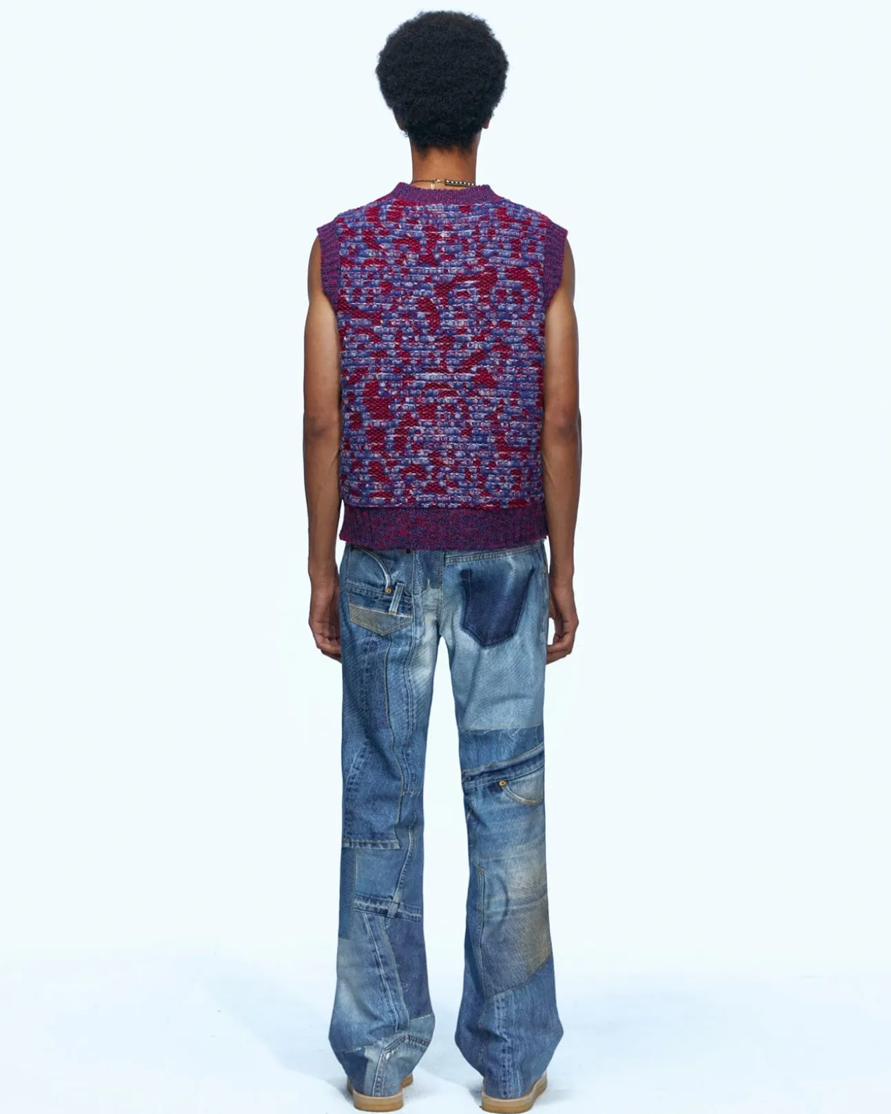 Andersson Bell Vintage Rework Printed Jeans Apa561M(Blue)-Men Trousers