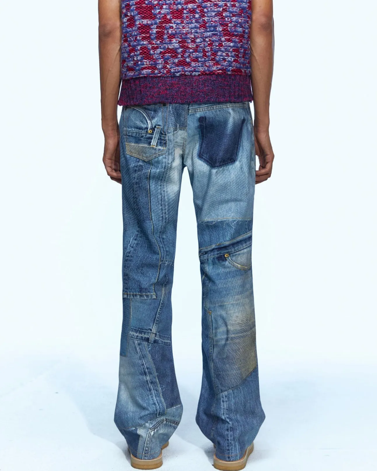 Andersson Bell Vintage Rework Printed Jeans Apa561M(Blue)-Men Trousers