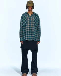 Andersson Bell Wasser Sheer Checked Shirts Atb950M(Green)-Men Shirts