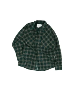 Andersson Bell Wasser Sheer Checked Shirts Atb950M(Green)-Men Shirts
