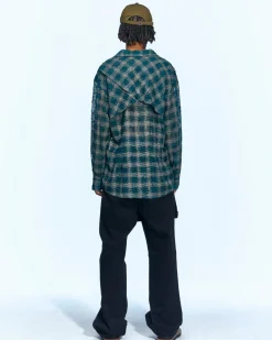 Andersson Bell Wasser Sheer Checked Shirts Atb950M(Green)-Men Shirts