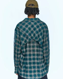 Andersson Bell Wasser Sheer Checked Shirts Atb950M(Green)-Men Shirts