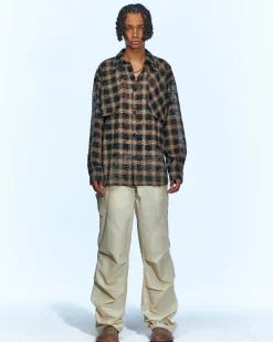 Andersson Bell Wasser Sheer Checked Shirts Atb950M(Black)-Men Shirts