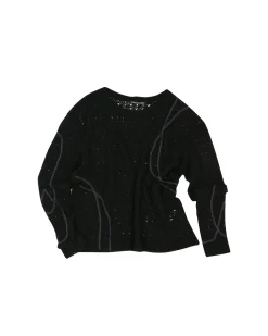 Andersson Bell Watton Net Crewneck Sweater Atb862M(Black)-Men Knitwear