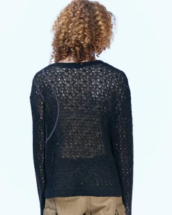 Andersson Bell Watton Net Crewneck Sweater Atb862M(Black)-Men Knitwear