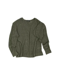 Andersson Bell Watton Net Crewneck Sweater Atb862M(Khaki)-Men Knitwear