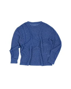 Andersson Bell Watton Net Crewneck Sweater Atb862M(Blue)-Men Knitwear