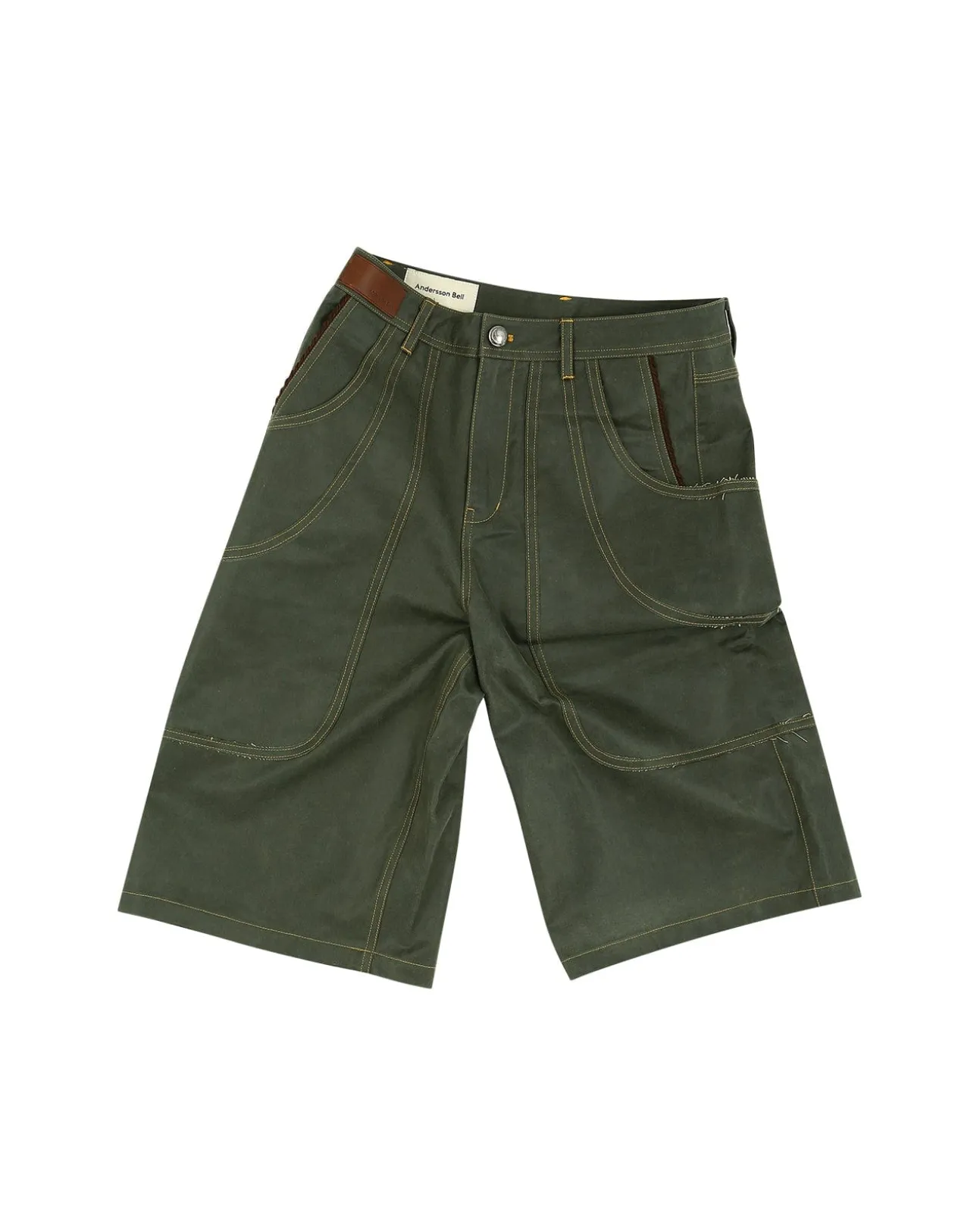 Andersson Bell Wave Faux Leather Shorts Apa640M(Khaki)-Men Trousers