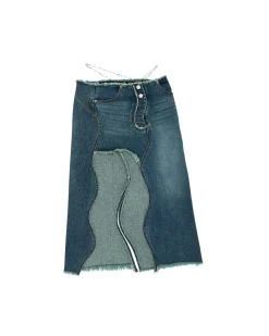Andersson Bell Wavy Beads String Denim Skirt Apa649W(Blue)-Women Skirts