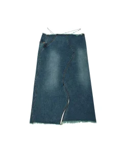 Andersson Bell Wavy Beads String Denim Skirt Apa649W(Blue)-Women Skirts