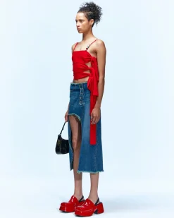 Andersson Bell Wavy Beads String Denim Skirt Apa649W(Blue)-Women Skirts