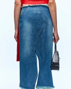 Andersson Bell Wavy Beads String Denim Skirt Apa649W(Blue)-Women Skirts