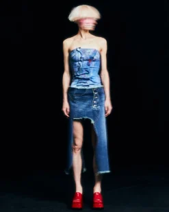Andersson Bell Wavy Beads String Denim Skirt Apa649W(Blue)-Women Skirts