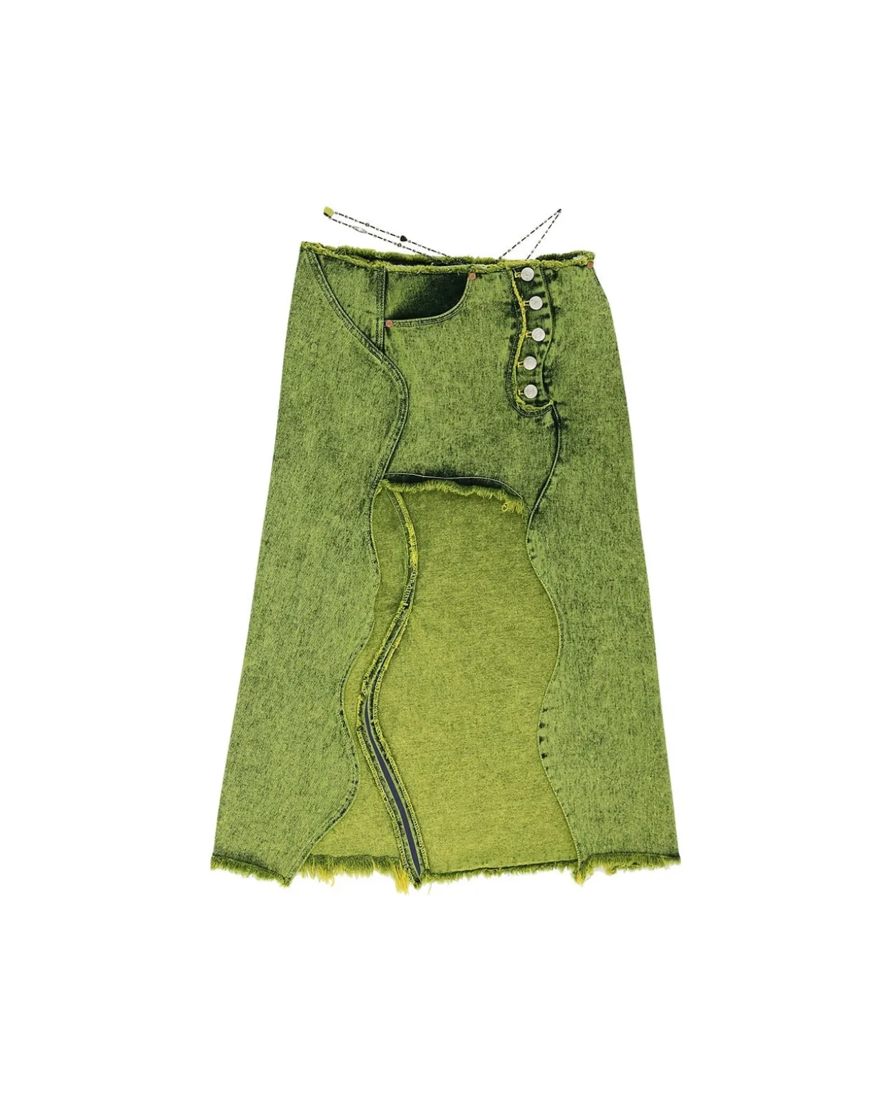 Andersson Bell Wavy Beads String Denim Skirt Apa649W(Green)-Women Skirts