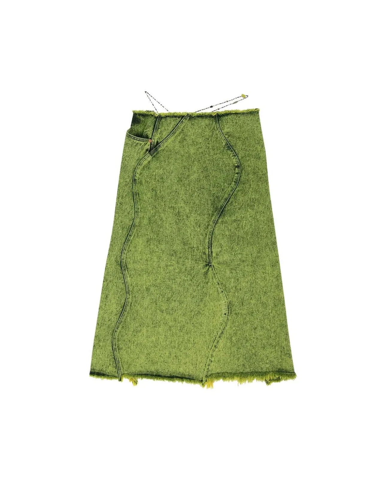 Andersson Bell Wavy Beads String Denim Skirt Apa649W(Green)-Women Skirts