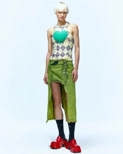 Andersson Bell Wavy Beads String Denim Skirt Apa649W(Green)-Women Skirts
