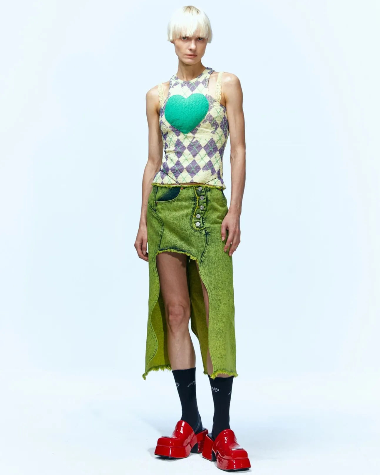 Andersson Bell Wavy Beads String Denim Skirt Apa649W(Green)-Women Skirts