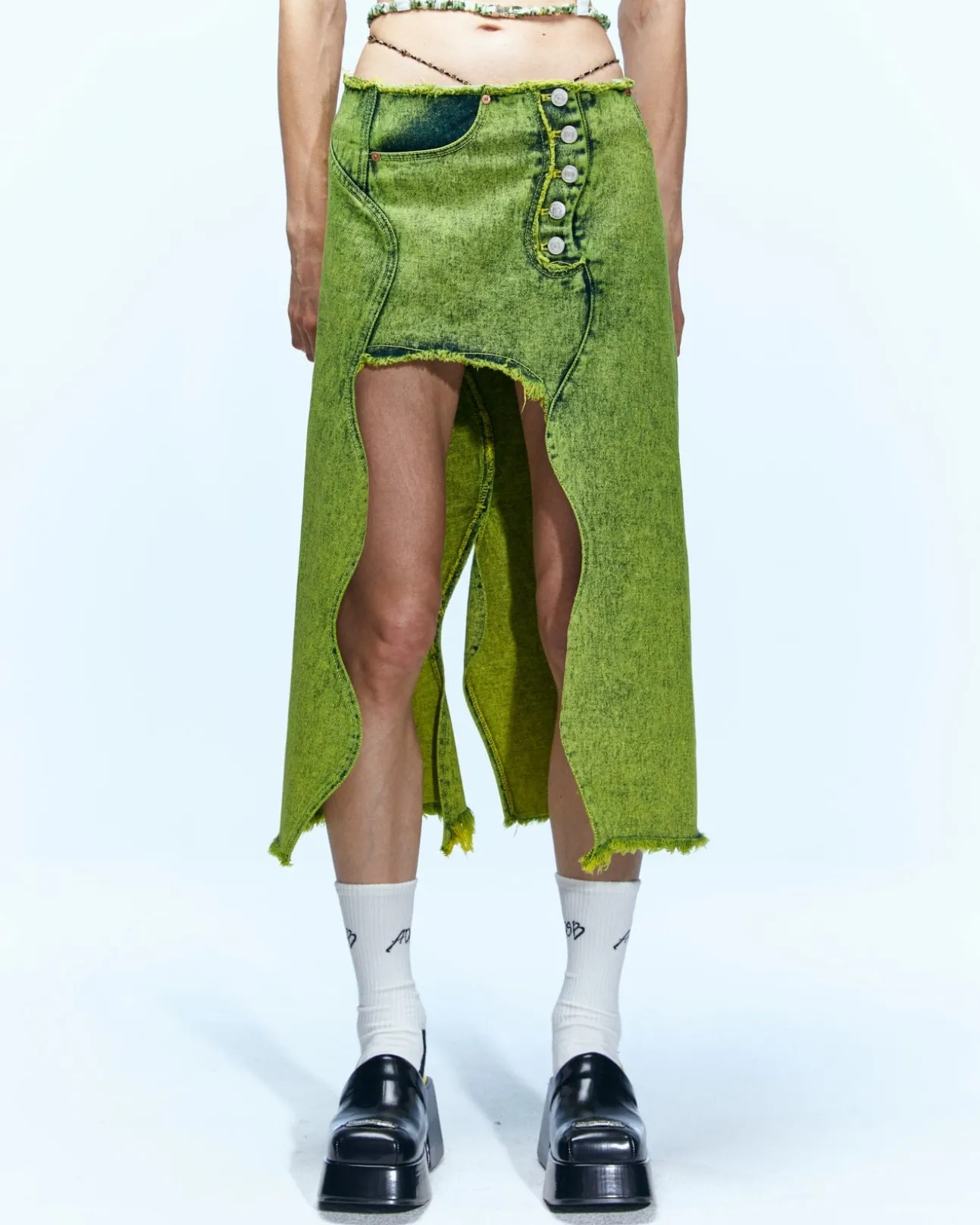 Andersson Bell Wavy Beads String Denim Skirt Apa649W(Green)-Women Skirts