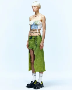 Andersson Bell Wavy Beads String Denim Skirt Apa649W(Green)-Women Skirts