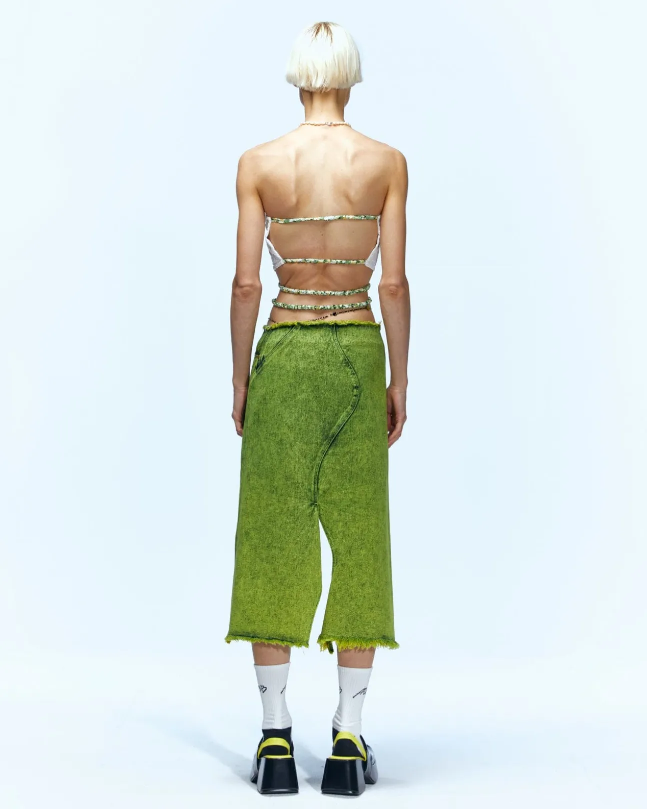 Andersson Bell Wavy Beads String Denim Skirt Apa649W(Green)-Women Skirts