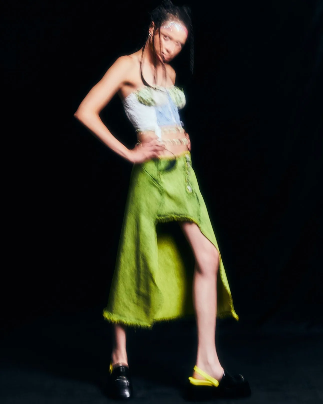 Andersson Bell Wavy Beads String Denim Skirt Apa649W(Green)-Women Skirts