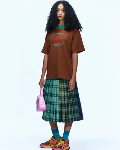 Andersson Bell (Women) (Essential) Unisex Logo Embroidery Ponte T-Shirts Atb902U(Brown)-Women Tops