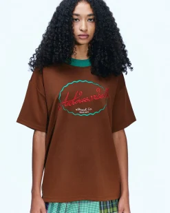 Andersson Bell (Women) (Essential) Unisex Logo Embroidery Ponte T-Shirts Atb902U(Brown)-Women Tops