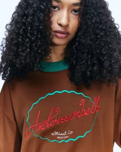 Andersson Bell (Women) (Essential) Unisex Logo Embroidery Ponte T-Shirts Atb902U(Brown)-Women Tops