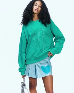 Andersson Bell (Women) (Essential) Unisex New Ab Logo Embroidery Sweatshirt Atb899U(Green)-Women Sweatshirts